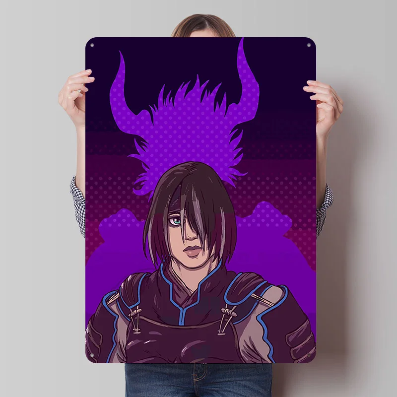 Anime-Charakter mit Dämonischem Schatten Blechposter Individuelle Wandkunst Vintage Metallschilder Retro Blechplakette für Raumdekoration