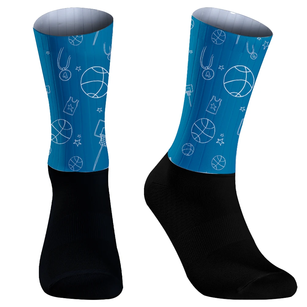 Chaussettes respirantes en silicone pour hommes, chaussettes de cyclisme professionnelles, chaussettes d'équitation, chaussettes de vélo, chaussettes de football, été