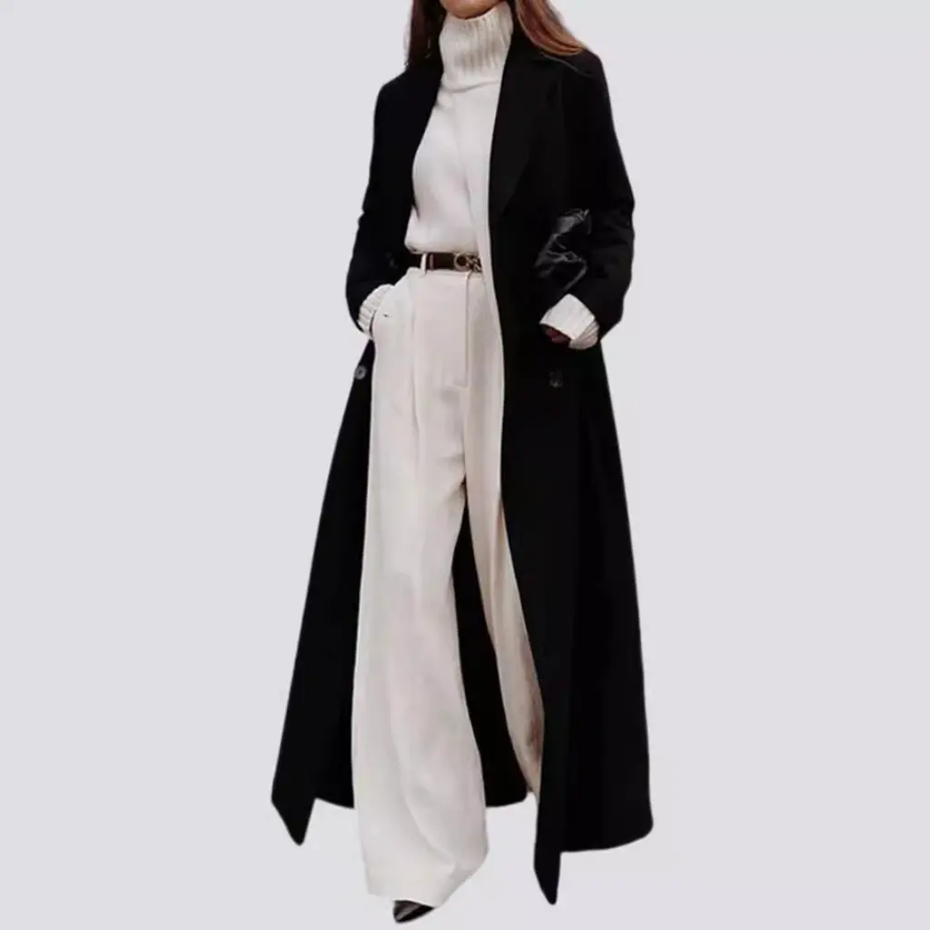 

Women's Casual Long Woolen Coat Autumn Winter Solid Color Warm Clothing Europe United States Fashion