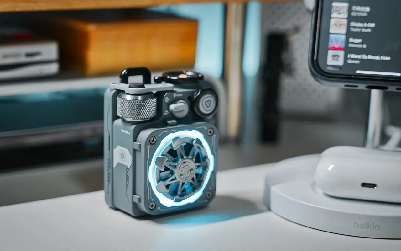 MUZEN XOG ضوء ميكانيكي Domrin Cube سماعة لاسلكية تعمل بالبلوتوث المتكلم راديو Strrship رمادي وايلد الذكية Cyberpunk مضيئة مشغل معدني