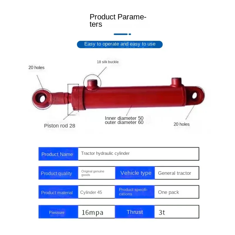 For Hydraulic Cylinder Two-Way Hydraulic Cylinder 3 T Lifting Oil Roof Tractor Modification Accessories Heavy-Duty