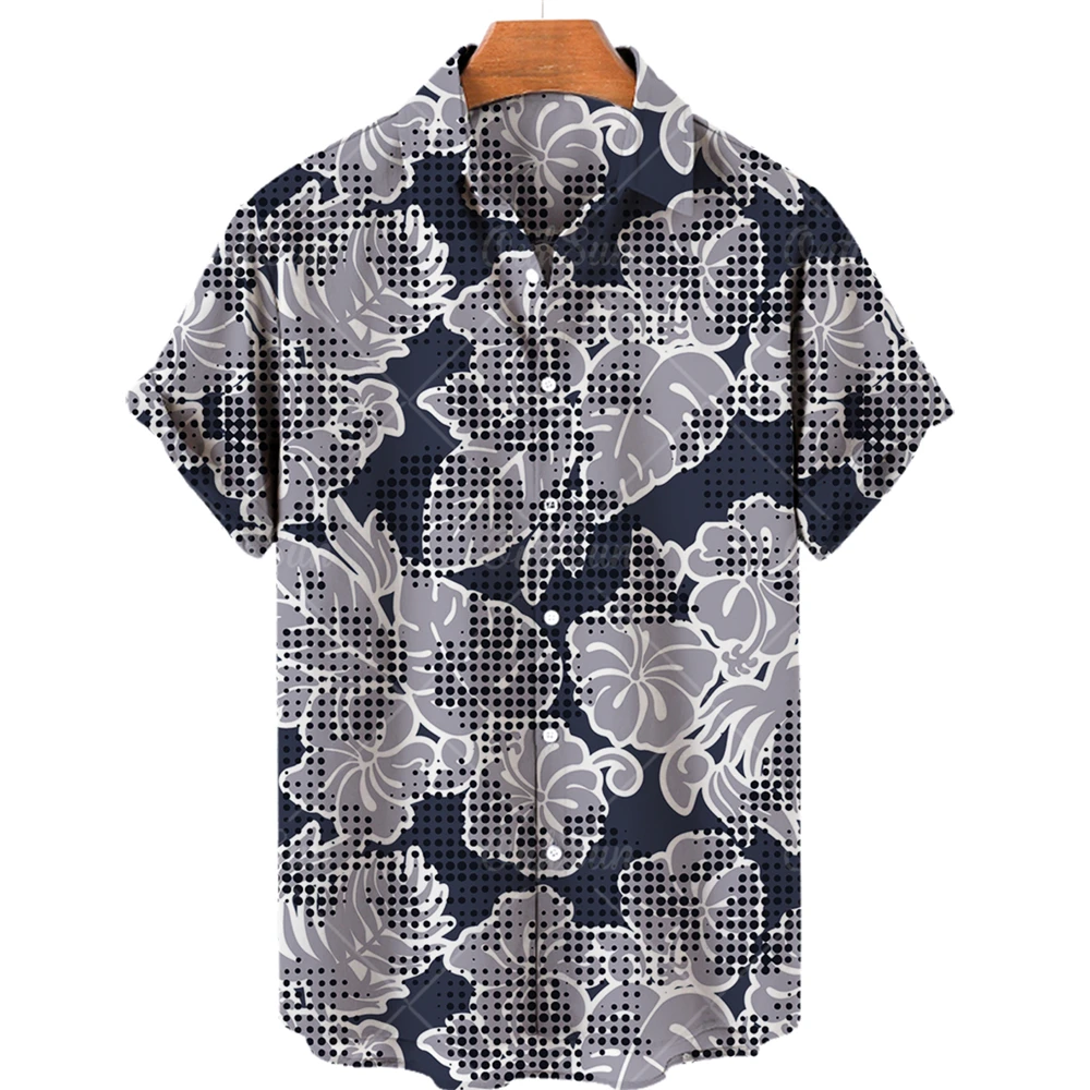 Floral Hawaiian Shirt Flower 3d Printed Shirts Men\'s Beach Blouse Men\'s Vocation Lapel Shirts Cuba Camisas Clothing Flamingo