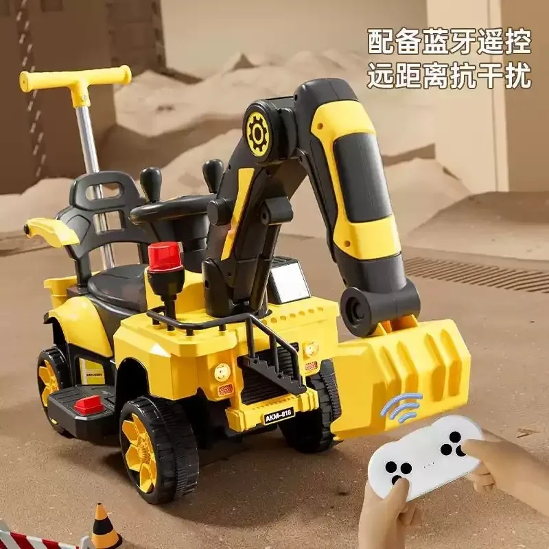 Kids Ride‑On Excavator Toy Car Electric & Sliding Dual Mode Digger Vehicle With Music Light For Children Outdoor Playing