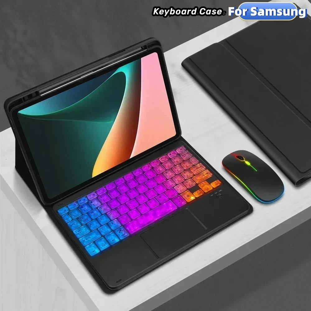 

Keyboard Case For Samsung Galaxy Tab S6 Lite 10.4" A9+ S7 S8 S9 FE 11" S7FE S8 S9 Plus 12.4" Bluetooth backlight Keyboard Cover