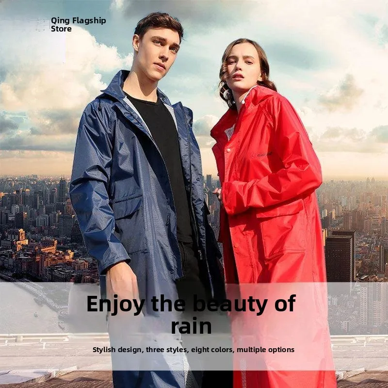 

Qinfei Man Long Raincoat Full Body Outdoor Faionable Adult Hiking Raincoat Windbreaker Single Person Polyester Material