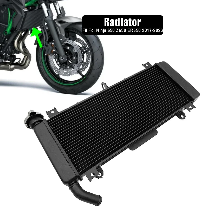 

Подходит для Kawasaki Ninja 650 Z650 ER650 ABS 2017-2023, охладитель радиатора мотоцикла в сборе, замена резервуара для охлаждающей воды Ninja 650