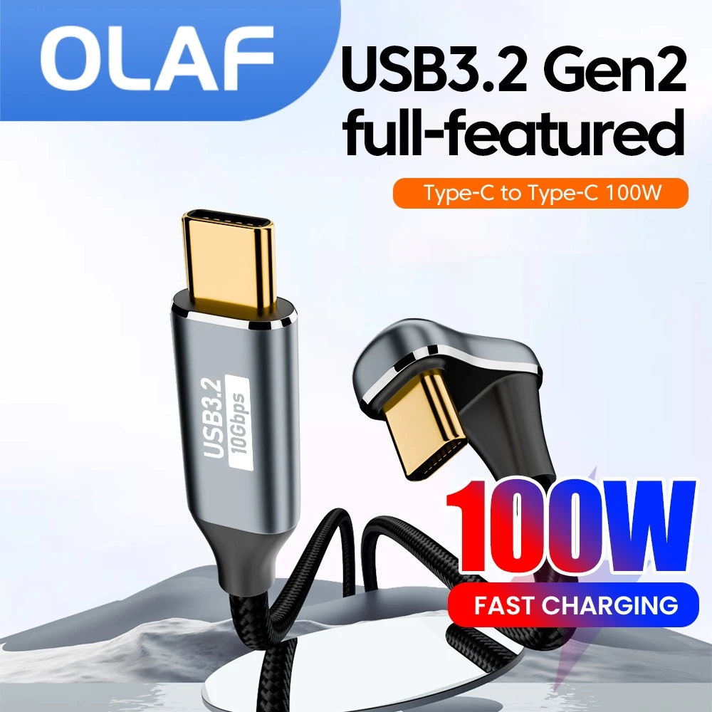 

Elbow USB Type C To Type C Cable 100W 5A Fast Charging 10Gbps Data USB C To USBC Gaming Phone Cable For Samsung iphone Tablet