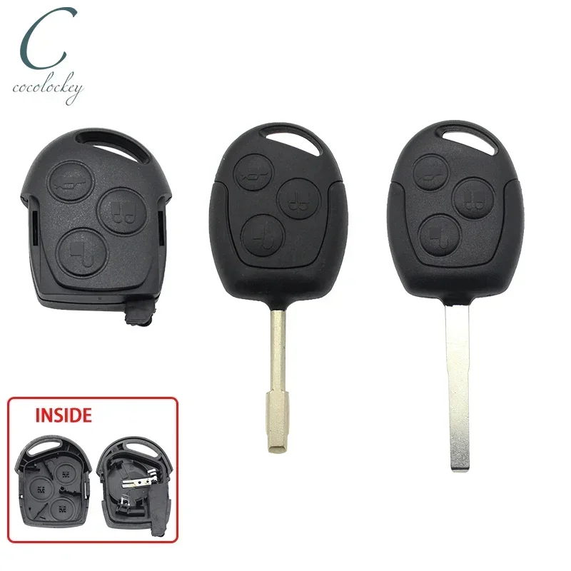 Cocolockey Remote Key Shell Fob for Ford Mondeo Fiesta Puma KA Focus 2011-17 3 Button FO21 Blank Car Keys Fix Repair Replacement