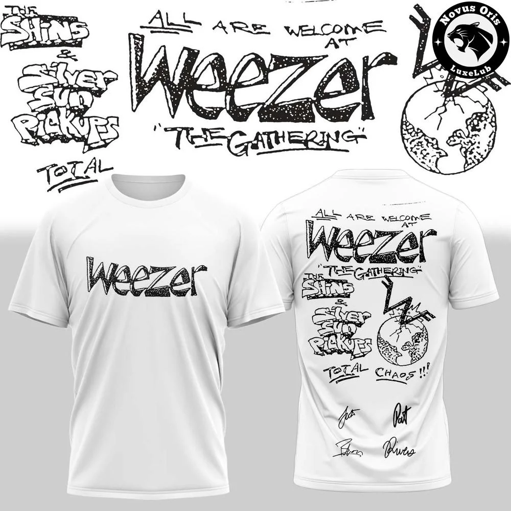 Weezer The Gathering World Wide Tour 2026 T-shirt Summer Men's and Women's Pure Cotton T-shirt Fans' Comfortable, Breathable,