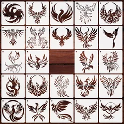 24Pcs/Lot 13cm Phoenix DIY Layering Stencils Wall Painting Scrapbook Coloring Embossing Album Decorative Template