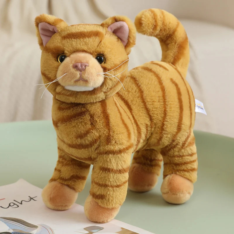 Jointed Cat Plush Toy  Rotatable Head Stuffed Cat Doll with Poseable Legs for Kids, Home Decor and Gifts.