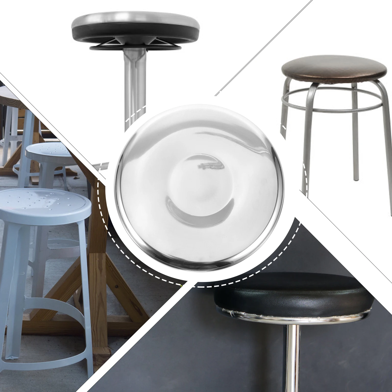 

Thickened Stool Surface 29cmx1.2mm Stainless Steel Seat Canteen Chair Bar Metal Seating Part Replacement for Home Dining
