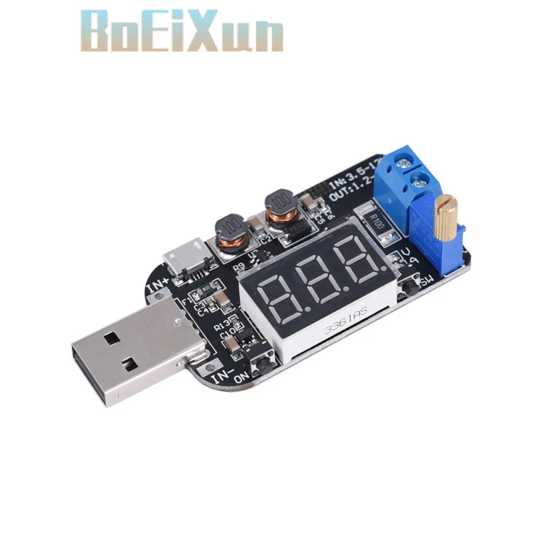 With Current USB Micro USB 5V to 3.3V 9V 12V 18V 24V Adjustable Buck-Boost Power Supply Voltage Regulator Module LED Display