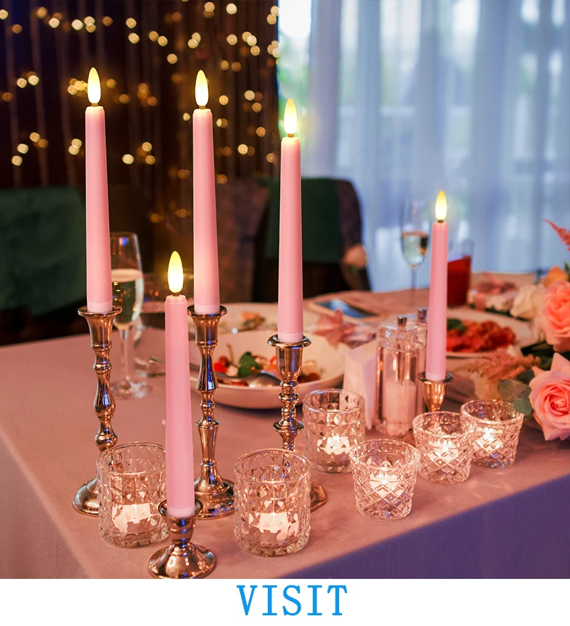 FPOO Flameless Candles Dinner Lighting Table Home Decoration Candle Light With Timer Remote Flickering Decorative Led Taper Lamp