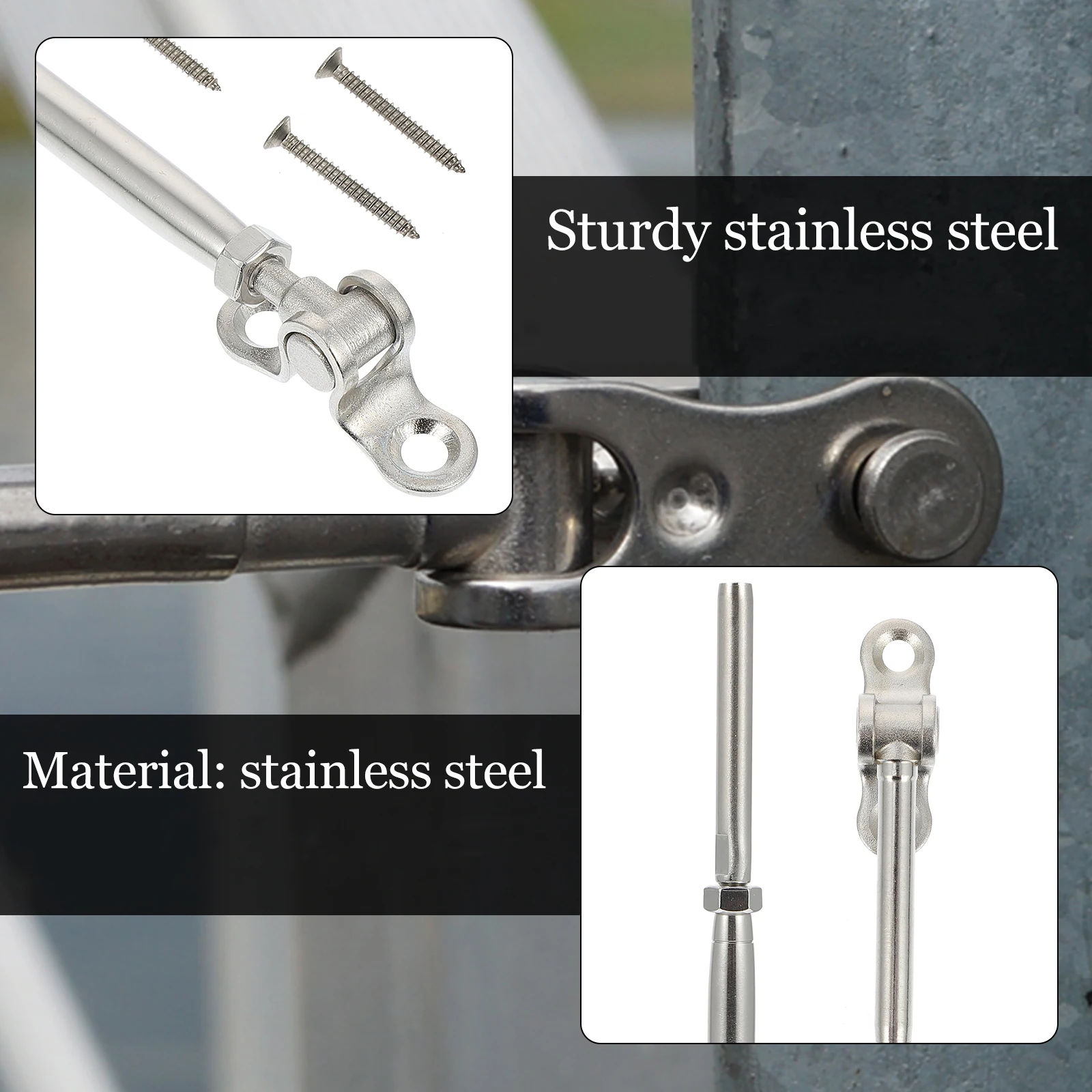 

1Set Stainless Steel Cable Railing Kit Toggle Turnbuckle Hardware for Deck Stairs Balcony Wood Post Railing
