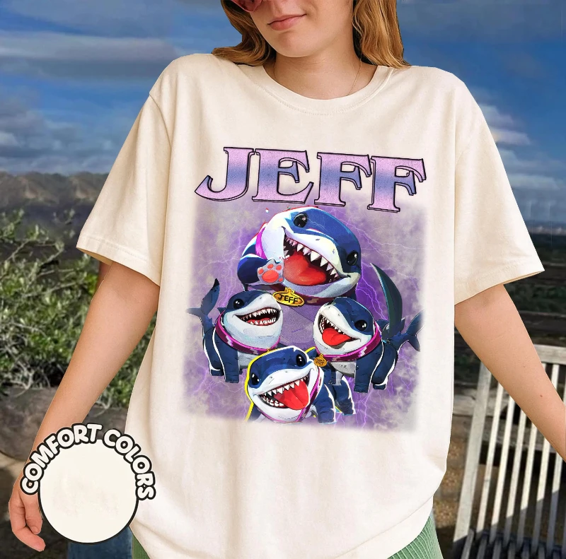 تي شيرت جيف ذا لاند شارك |   تي شيرت Retro Bootleg Comfort Colors The Land Shark Marvel Shark للجنسين برسومات عتيقة