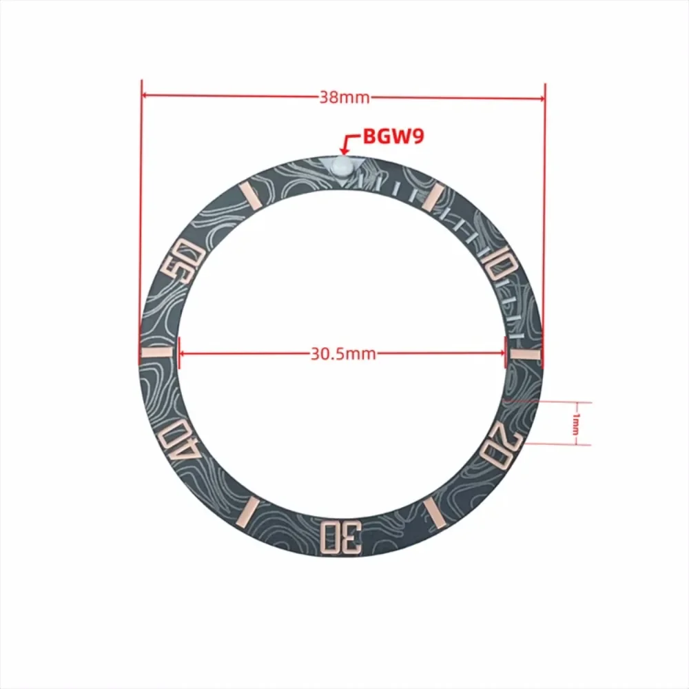 38mm Watch Bezel BGW9 Blue Luminous Watch Bezel Carbon Brazing Ceramic Ring Watch Inserts Modification Accessories