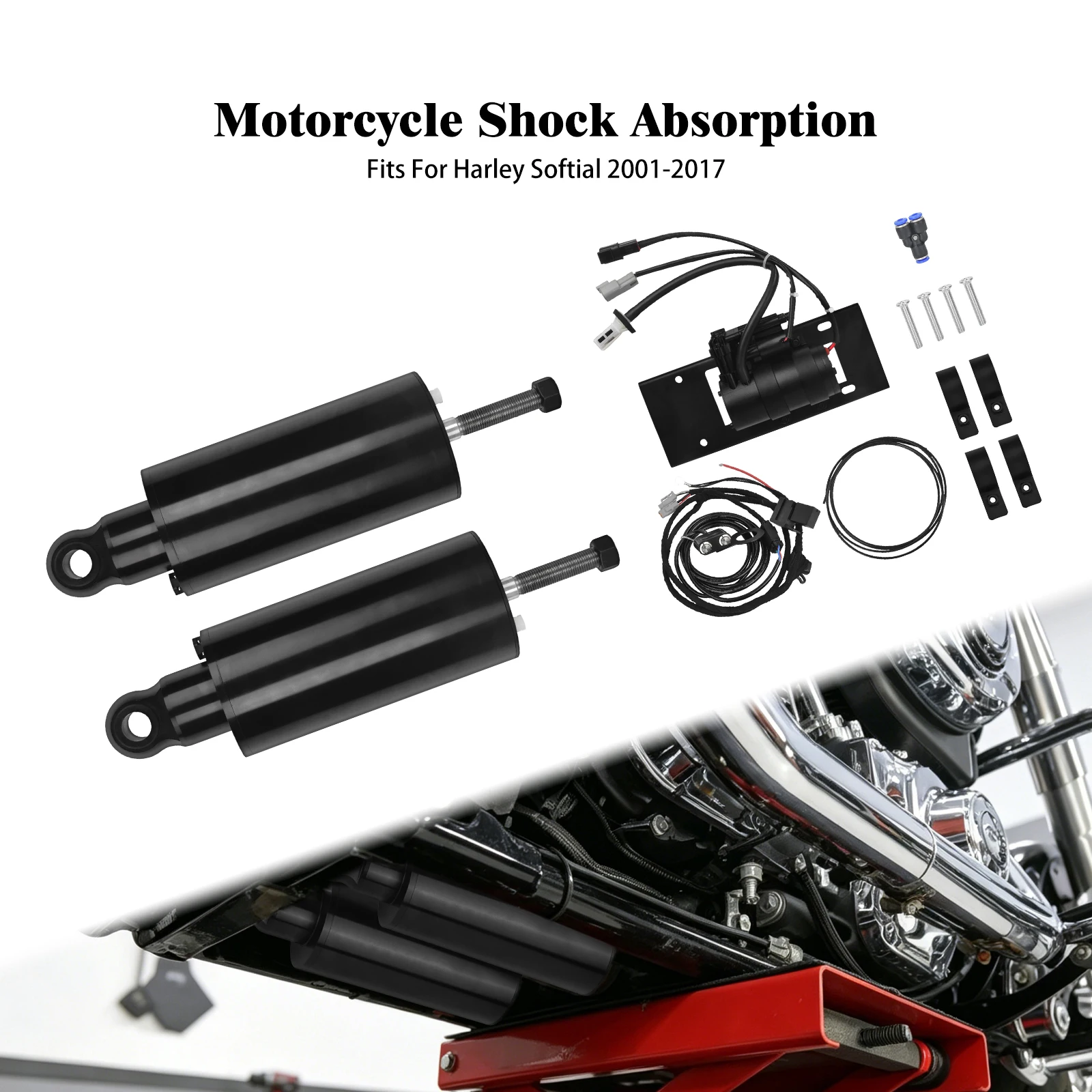 Motorrad-Luftfederungssystem, hinteres Stoßdämpfer-Kit für Harley Softail Fat Boy Breakout Heritage Deluxe Slim Sport Glide 01-17