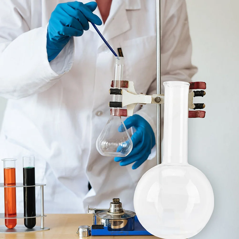 

2Pcs Glass Round Bottom Flask Transparent Narrow Neck Boiling Flask Laboratory Supplies Science Experiment Glassware for School