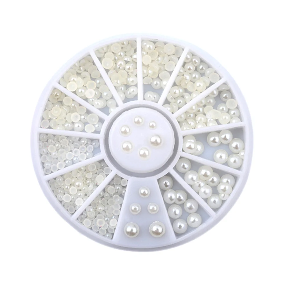 

200pcs Mixed Sizes 2Mm 3Mm Half Round Pearl Decorations For Nail Art Resin Flat Back Pearls Beige Jewelry Decoration
