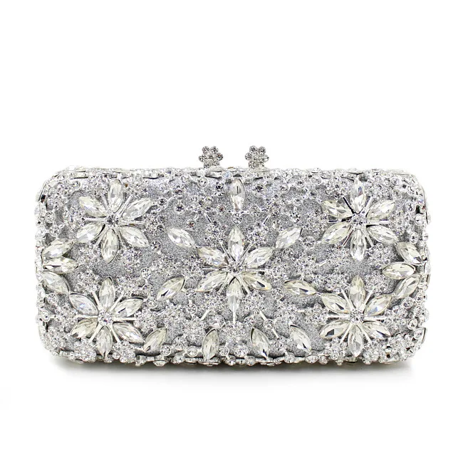 Fashion High Quality Crystal Handbag and Purse Luxury Metal Shiny Rhinestone Clutch Bag Evening Bag