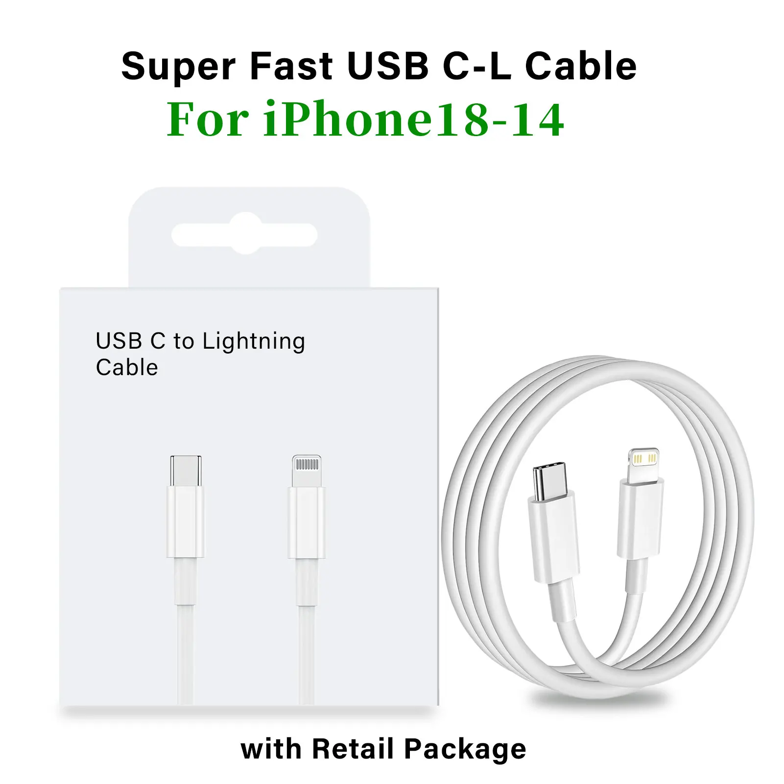 10 PCS for iPhone 14 13 12 11 mini Pro XS Max XR X 8 Plus SE Fast Charger Cable for iPad USB Type C data cord 1m 2m line add Box
