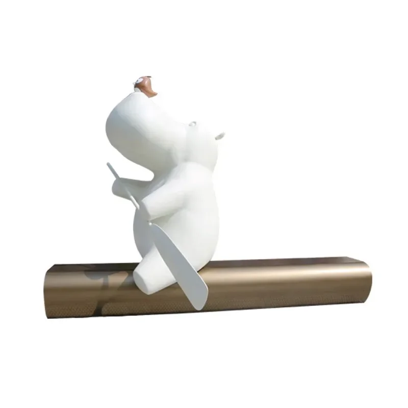 

Fiberglass hippo seat animal cartoon seat stool commercial street public leisure chair cute children's rest bench