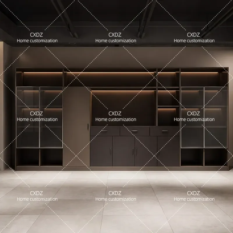 Light Luxury Office File Cabinet Data Cabinet File Lock Cabinet Boss Bookcase Wooden Modern Background Locker