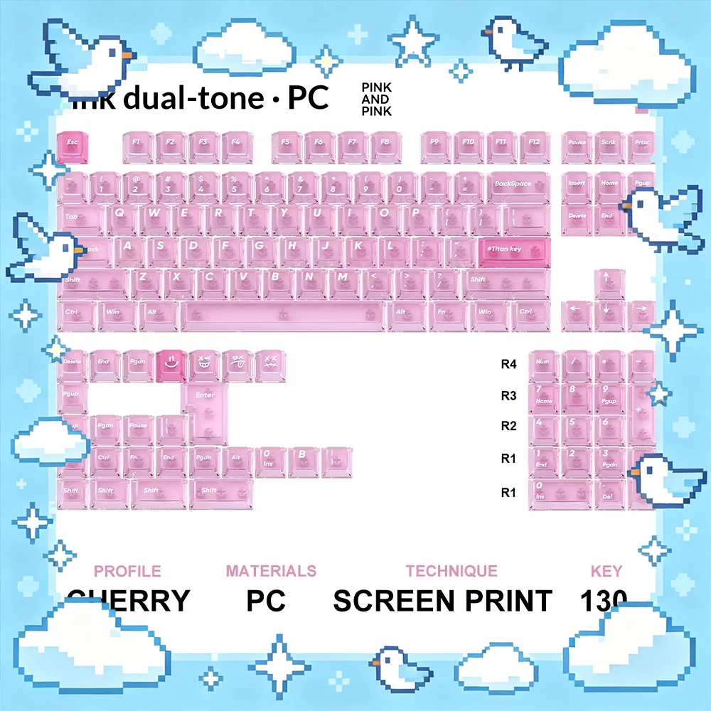 TITANNATION Fog Penetration PC Keycaps Double Spelling And Contrast Keyboard Keycaps Light Transmission For PC Accessories Gifts