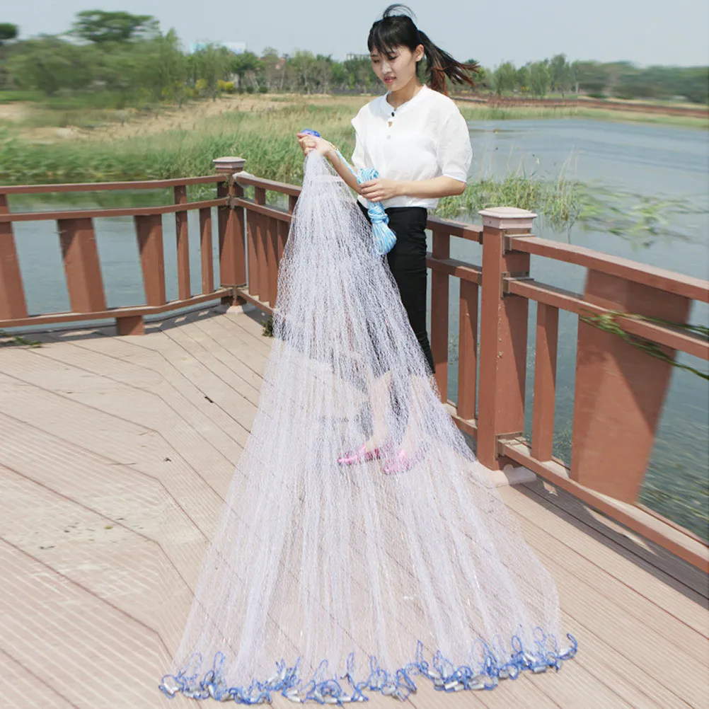 

Hand Cast Net 2.4M Steel Pendant Strong Fishing Mesh For Bait Trap Saltwater Fish Capture Throwing Network Tool Fishing