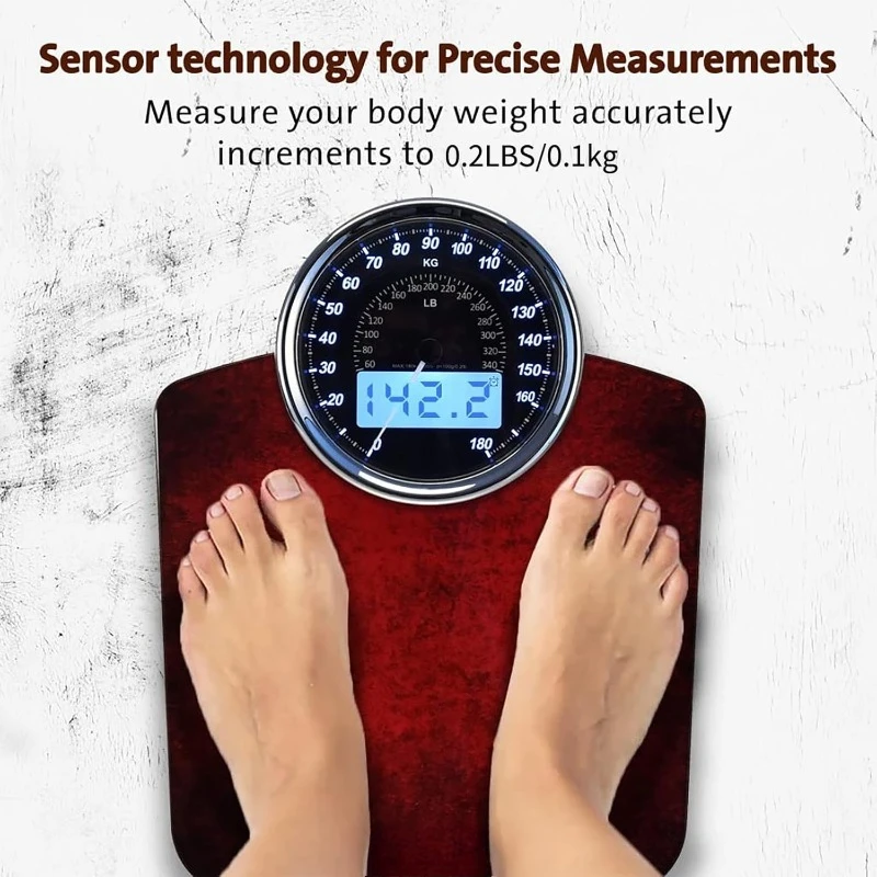 

Высококлассные цифровые и аналоговые весы 2-в-1 для веса тела - 400 фунтов, 4 высокоточных датчика GX, точные, толстые