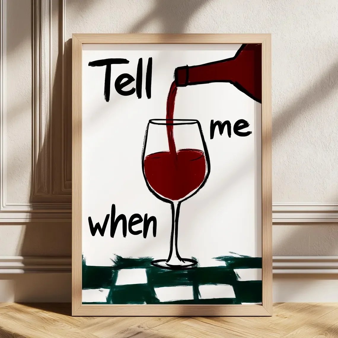 1pc frameless Canvas Painting Tell Me When Wine Print, Cheers Print, Bar Cart Art, Retro Cocktail Poster, Retro drink Print, Vin