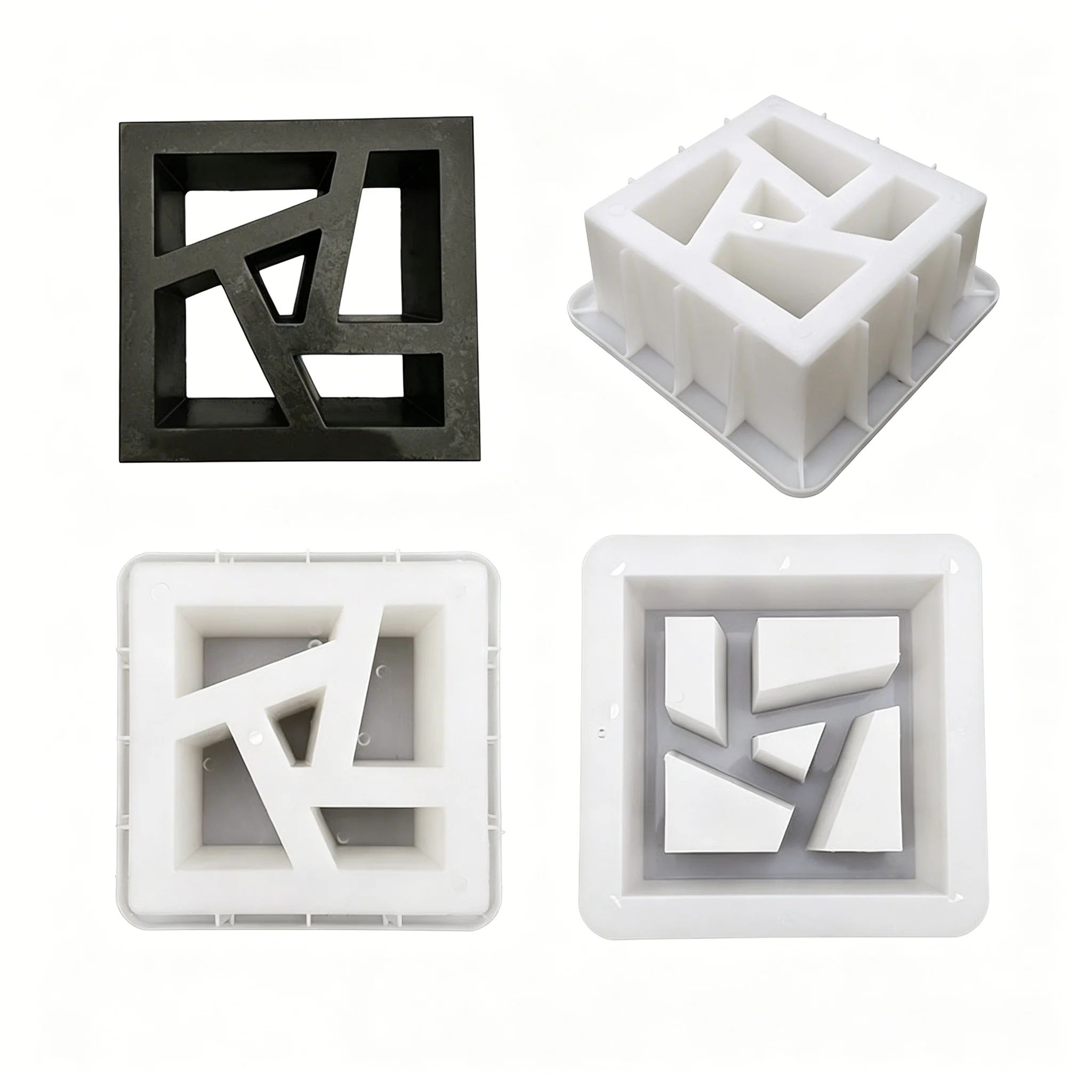 Concrete Breeze Block Mold 20x20x10cm, Reusable ABS Hollow Cement Brick Form for Decorative Wall & Garden Partition
