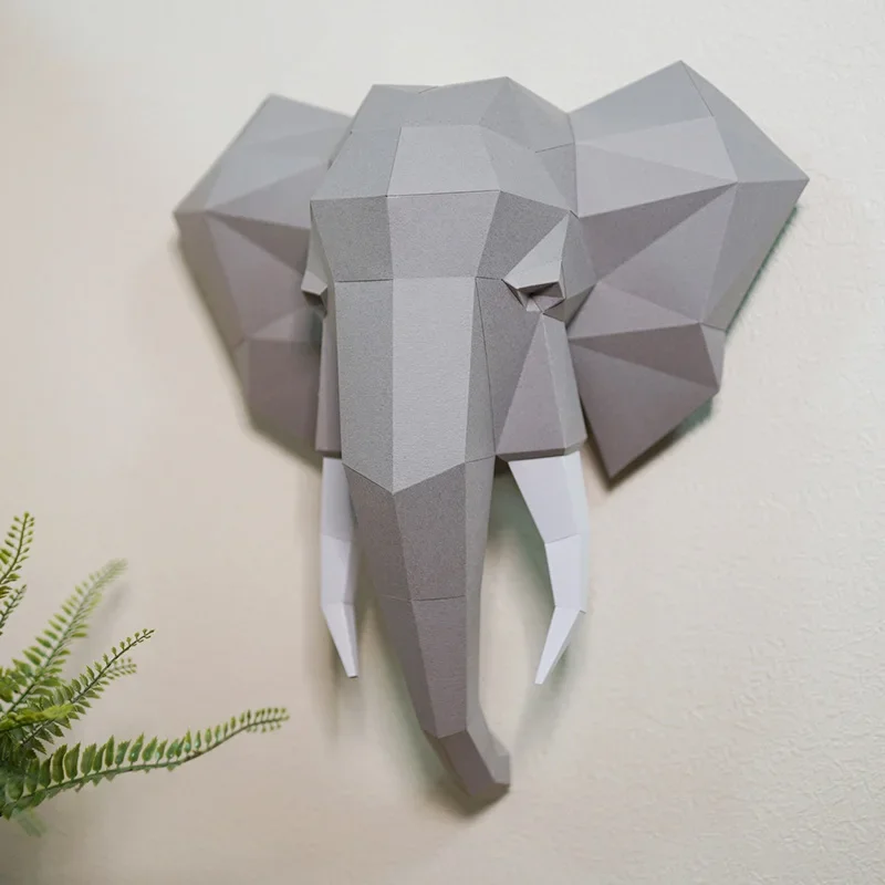 Z.J.Z.B Pre-cut Elephant Animal Paper Model Wall Decor 3D Hanging Decoration,Papercraft,Handmade DIY Adult Origami Craft RTY133