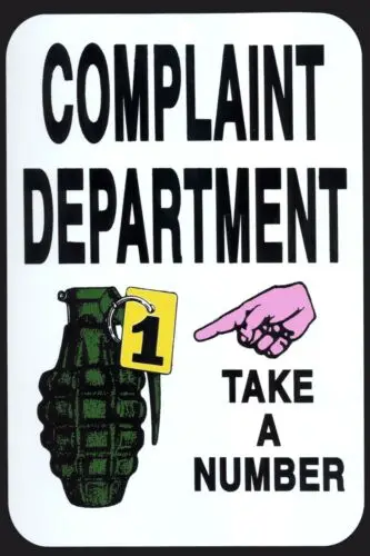 Funny Complaint Department Take a Number! Vintage Retro Style Metal Sign Plaque