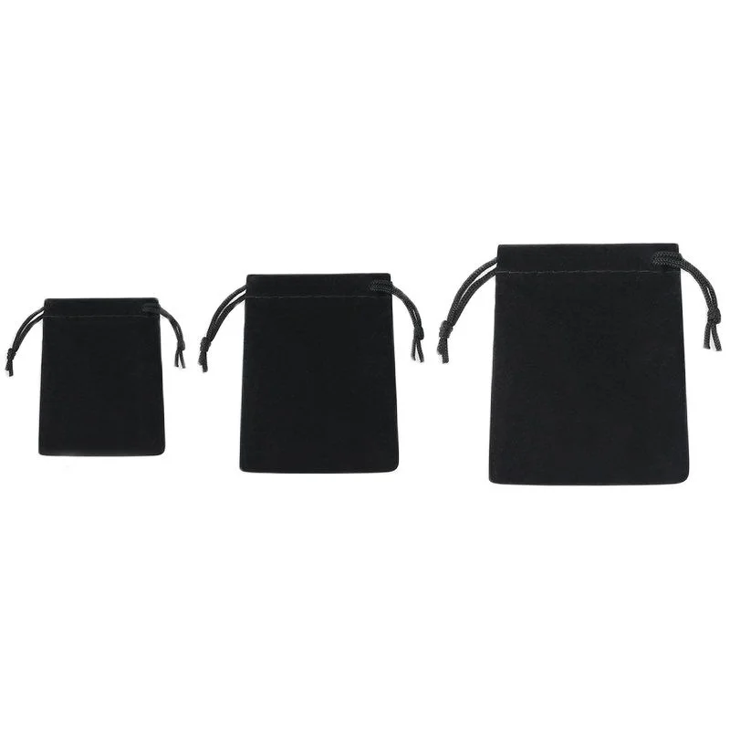 50PCS / Lot Jewelry Velvet Pouch Dust Black Bag Large 5×7cm 7×9cm 10×12cm Gift Brace Strap Cotton Rope Drawstring  Free Shipping