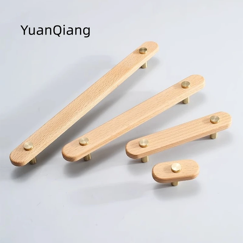 

Nordic Wood Furniture Handle Handles for Cabinets Drawer Knob Kitchen Accessory Long Cupboard Handle Natural for Furniture Pulls