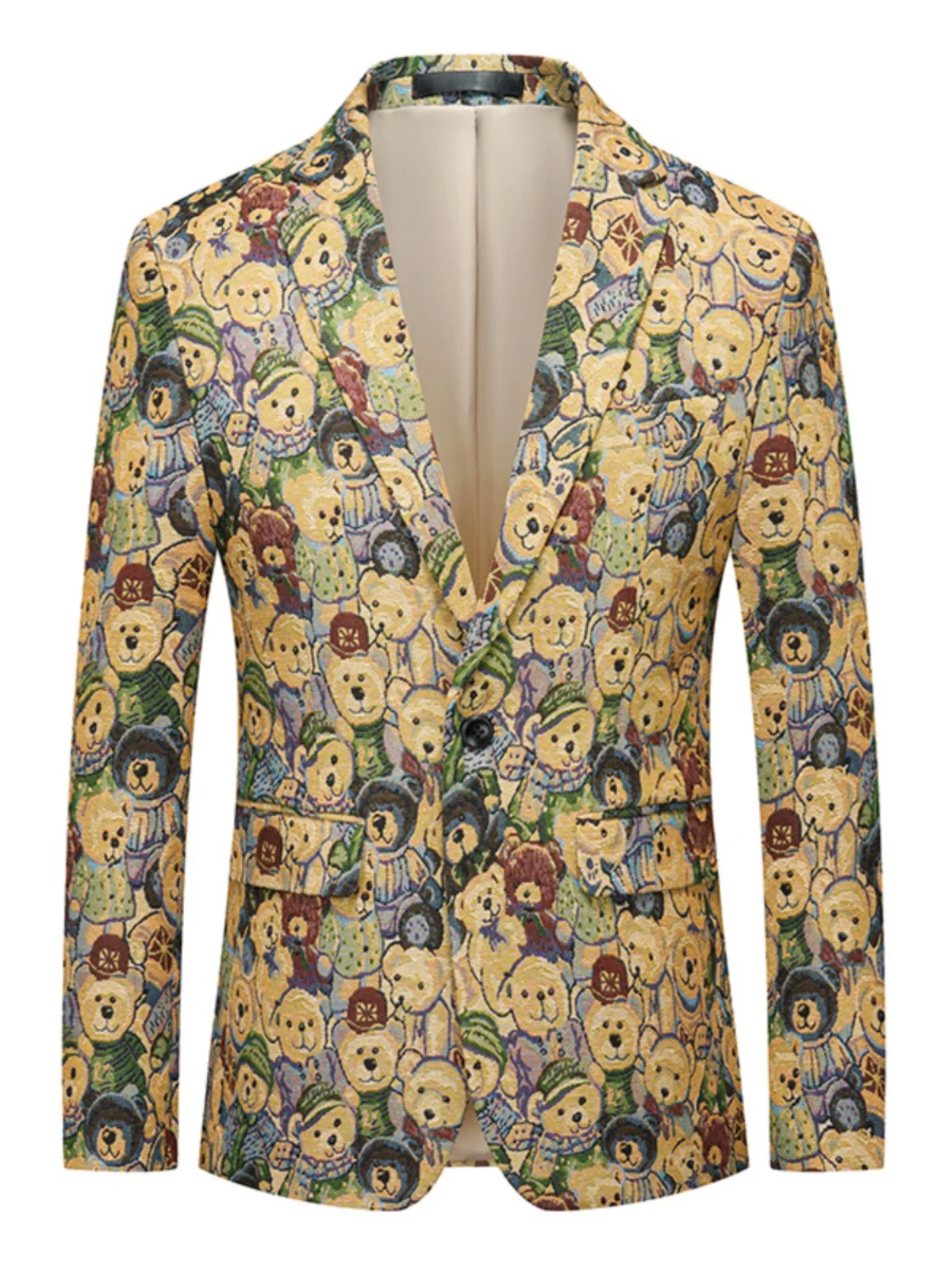 

Embroidered Bear Jaet Men's Spring Autumn New Sle Korean Slim Fit No Ironing Embroidery Large Size Single West Suit