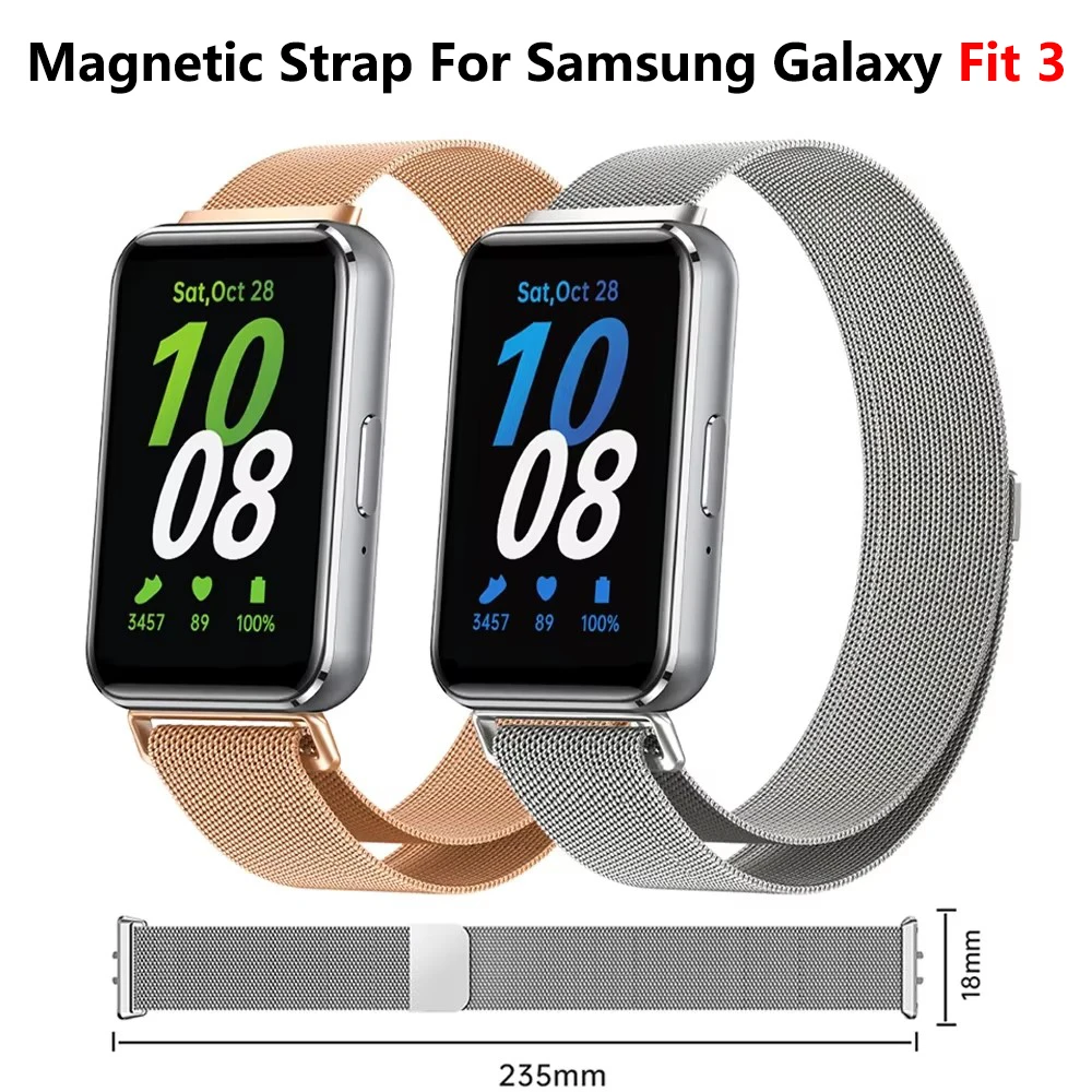Bracelet magnétique pour Samsung Galaxy Fit 3, boucle milanaise, en acier inoxydable, accessoires pour Samsung Galaxy Fit 3