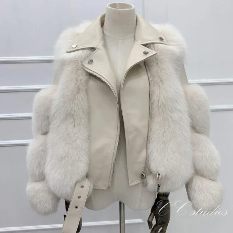 Pop Frauen Winter Faux Fuchs Pelz Imitation Pelzmantel Damen Motorrad Kleidung Mode Hohe Qualität Dicke Warme Mäntel Weibliche Jacke