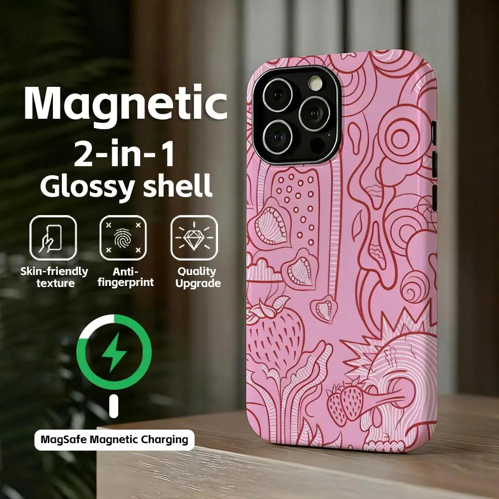 M-MonsterES Modisches Design Handyhülle Magnetische Energy-Drink 2-in-1 Glänzende Schale für iPhone17 16e 16 15 14 13 12 11Pro Max Plus
