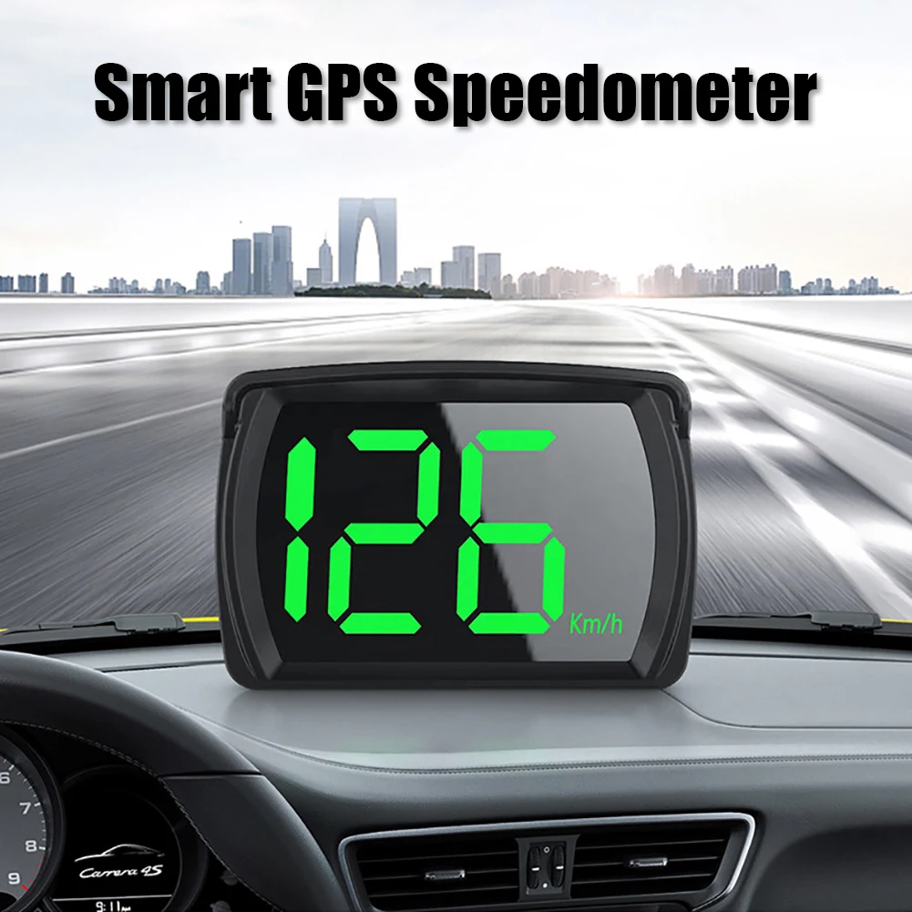 Universal Car HUD Head Up Display Digital High-definition LED Utility GPS Speedometer Overspeed Alert Plug And Play Smart Gauge