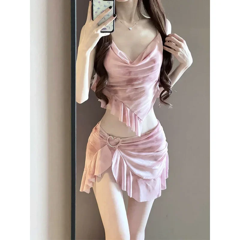 2025 Nuevo conjunto de bikini de tres piezas para mujer Traje de baño de dos piezas premium para cubrir, conservador adelgazante Vacaciones en la playa Hot Spring S