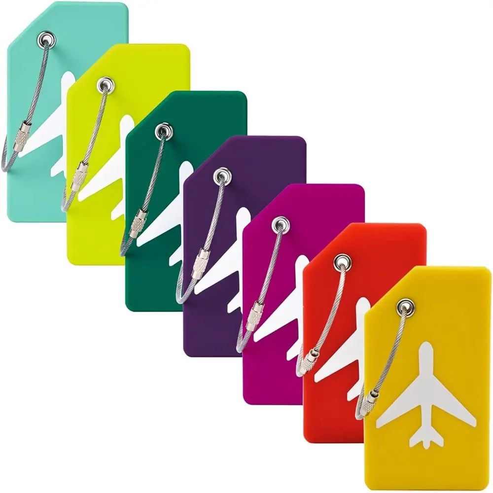 

Набор из 7 силиконовых бирок для багажа с именной идентификационной картой, идеально подходят для быстрого распознавания сумок и чемоданов (разноцветные)