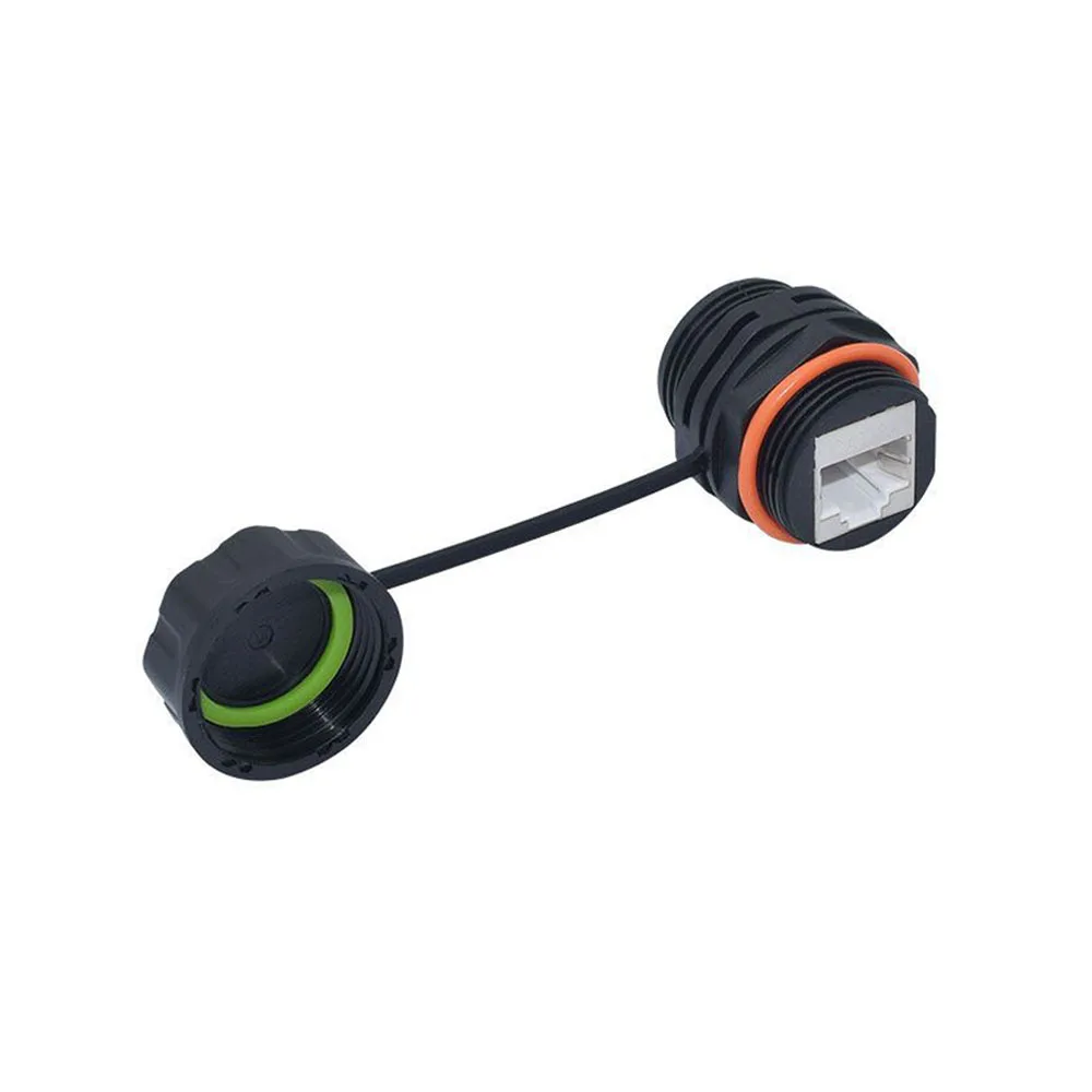 RJ45 Network Connector Ethernet Double Pass Head CAT6/CAT6A IP68 Waterproof Outdoor Panel Mounting Wire Extension Connector