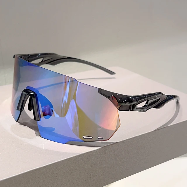 Kammpt sem aro óculos de grandes dimensões masculino 2025 novo envolto espelho redondo esportes óculos de sol na moda ao ar livre ciclismo máscaras protetoras