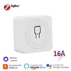 Мини-переключатель Taya 16A Zigbee 3.0 Приложение Smart Life Remote DIY Реле времени Прерыватель беспроводного управления Работа с Алисой Alexa Google Hom