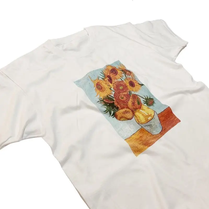 

Vincent Van Gogh Sunflower T Shirt Vintage Art in White or Black