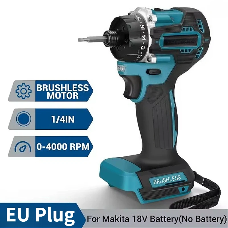 

Бесщеточная электрическая отвертка с крутящим моментом 20 + 1 1/4 дюйма, аккумуляторная электрическая дрель, электроинструмент для батареи Makita 18 В