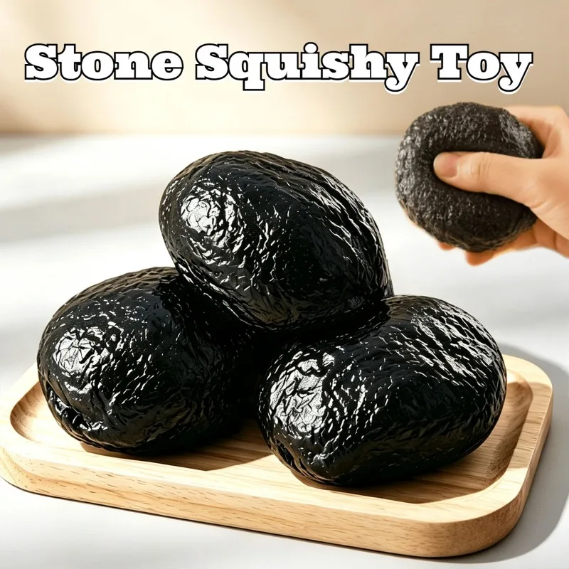 Stone‑Shaped Crunchy Squishy Shapeable Sound‑Making Stress Relief Fidget Toy Filled Pinch Toy Desktop Ornament for Adults Only